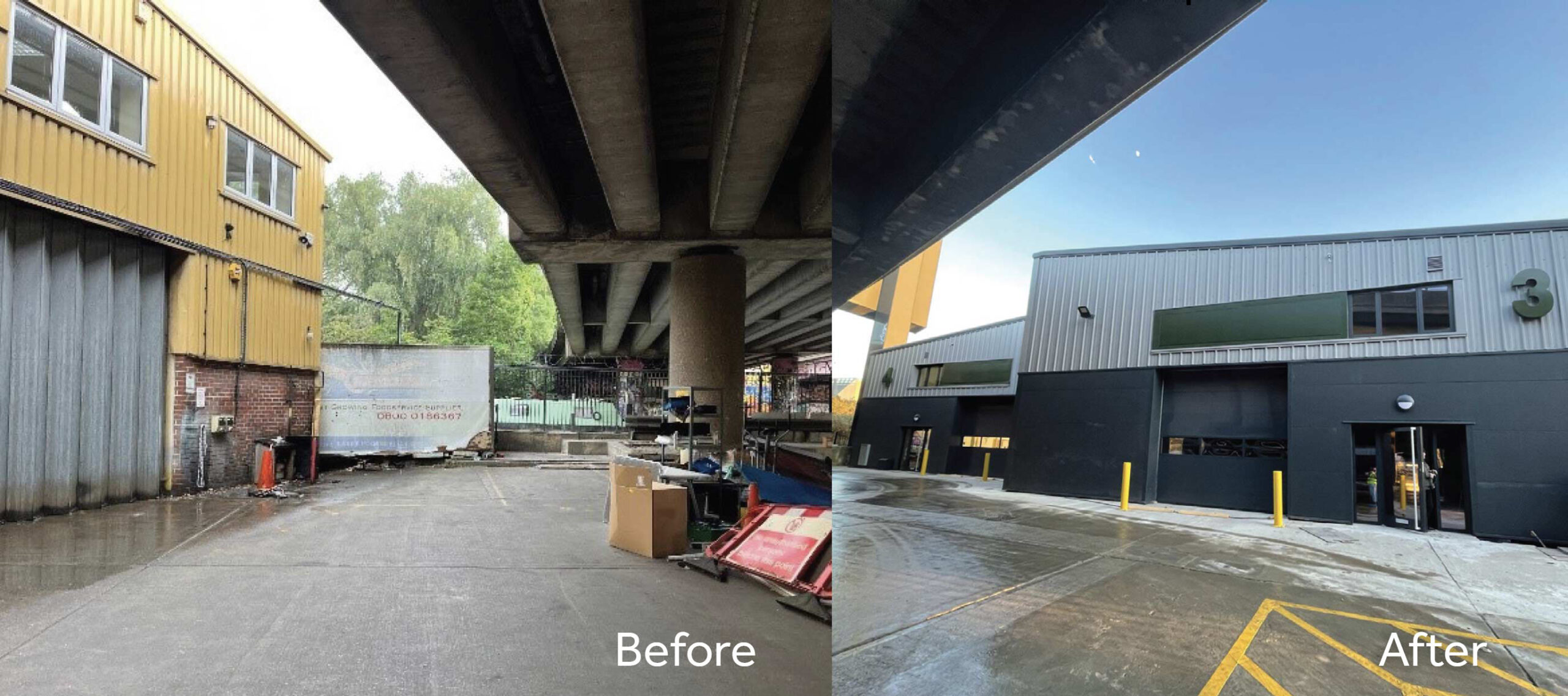 Before and after shot of Hackney ESG project